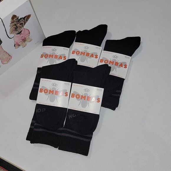 Bombas Calf Socks Men Shoe Size 6-9 Honeycomb Arch Black Lot of 5 Pairs Medium - Picture 1 of 7
